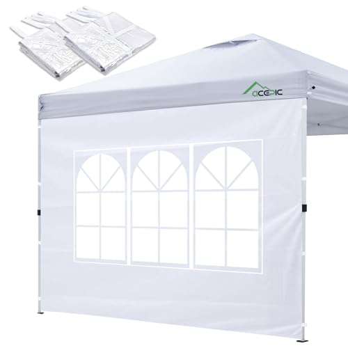 Acepic 2Pcs Instant Canopy Tent Sidewalls for 10x10 Pop-Up Canopy, Garden Gazebo, 210D Oxford Fabric Waterproof, White (Ca...