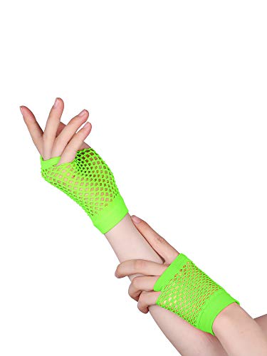 Blulu 80s Accessories for Women Lace Headband Neon Earrings Fishnet Gloves for 80s Retro Party Fancy Dress Masquerade