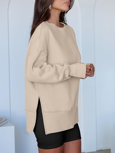 ANRABESS Women Oversized Sweatshirts Thumbhole Long Sleeve Hoodies Shirts 2025 Fall Side Slit Pullover Top Teen Y2k Outfits