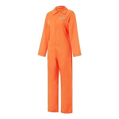 Villagepageme Orange Prison Jumpsuit Costume Women Men Jail Halloween Costumes Couples Matching Prisoner Cosplay Outfits