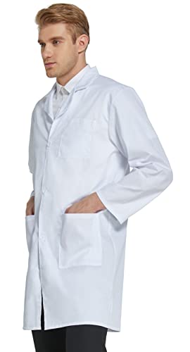 VOGRYE Professional Lab Coat for Men Women Long Sleeve, White, Unisex