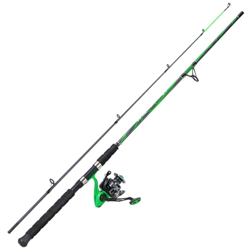 Sougayilang Progressive Glass Fishing Rods Combo with Spinning Reel Strong 100% Phenolic Glass Blanks 2Pcs Pole-7'0" with ...
