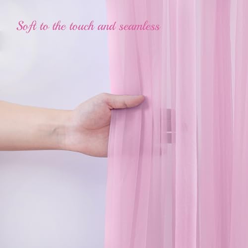 10x10ft Baby Pink Tulle Backdrop Curtain for Parites, Sheer Photo Backdrop Drpaes for Wedding Baby Shower Bridal Girl Show...