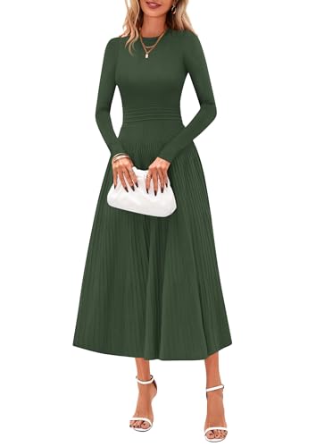PRETTYGARDEN Womens Sweater Dress 2026 Long Sleeve Elegant Knit A Line Fall Wedding Guest Cocktail Midi Winter Dresses