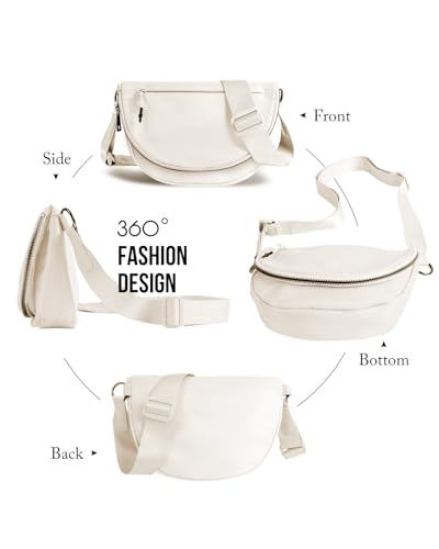 Crescent Bag for Women and Men, Fashion Medium Nylon Folding Crescent Moon Bag Single Shoulder Bag with Adjustable Strap