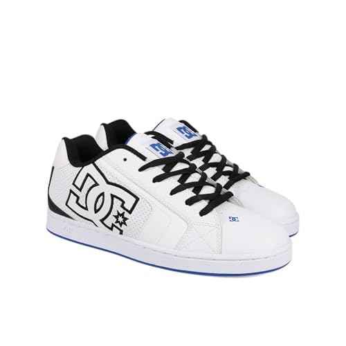 DC Men's Net Skate Shoe, White/Black/Blue, 14