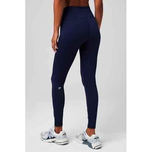 Fabletics Women's On-The-Go PowerHold High-Waisted Legging, Maximum Compression, Flattering, L/Regular | 27, Deep Navy