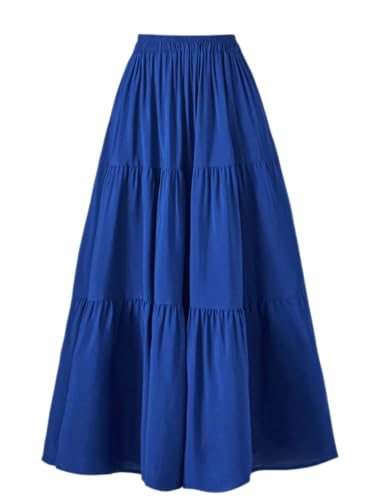 OSTOO Women's Summer Long Flowy Renaissance Skirt with Pockets - Boho High Waist A-Line Maxi Skirt