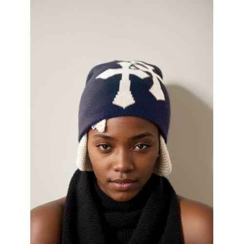 Y2K Knitted Beanies Hat Cross Graphics Men Women Jacquard Hat Punk Solid Color Hat Outdoor Sports Trend Beanie