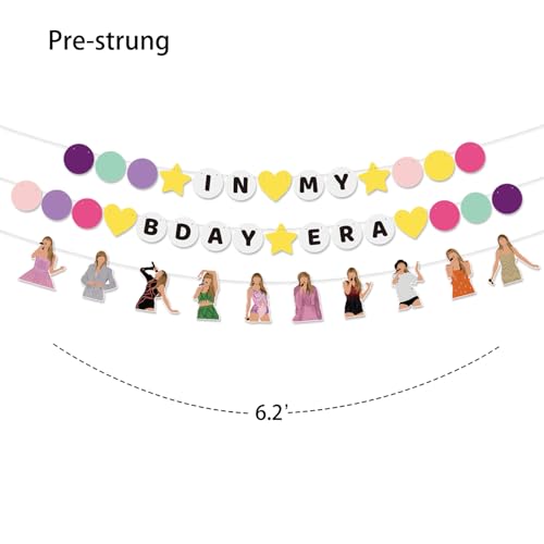 Pre-strung In My Birthday Era Banner Friendship Bracelet Garland for Singer Birthday Party Decorations Bday Photo Booth Ba...