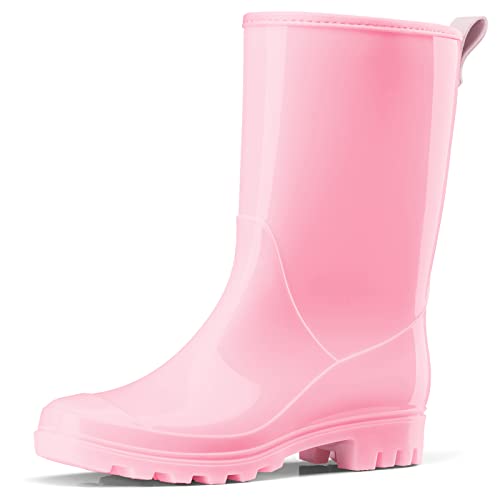 HISEA Women's Mid Calf Rain Boots Waterproof Garden Shoes Fashion Rubber Boots Anti-Slipping Rainboots for Ladies with Com...