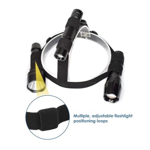 RecDec Headband Flashlight Holder Rechargeable Flashlights Headlamp Straps Adapter Converter with Triple Flashlights Holde...