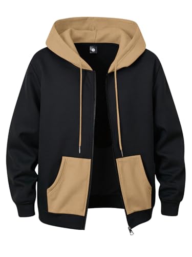 Men's Autumn Winter Colorblock Zipper Hoodie Jacket Top Colorblock Hat Sporty Travel Vacation Outdoor Commuting Camping