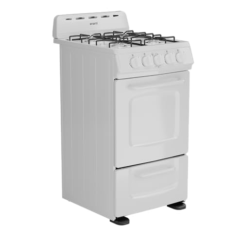 Avanti Gas Range Oven, Compact Freestanding Design, 4 Burners with Electronic Ignition, 2.1 Cu.Ft. Capacity Features Solid...