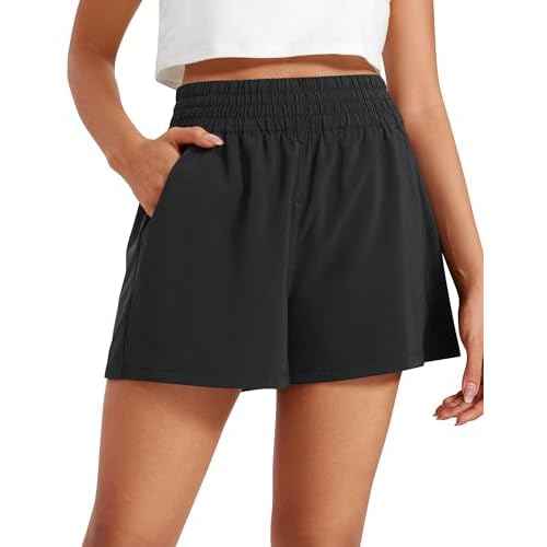 CRZ YOGA Linerless Relaxed Casual Shorts for Women 3" - High Waisted for Lounge Athletic Golf with Pockets
