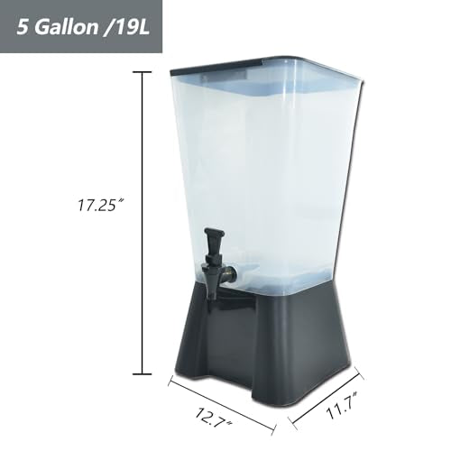 CLIVIA 5 Gallon Drink Beverage Dispenser, Commercial Juice Dispenser For Parties 19L Water Dispenser With Spigot Black Bas...