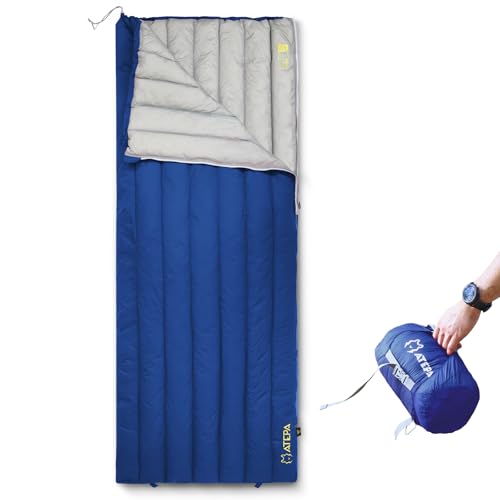 ATEPA Down Sleeping Bag, 650FP Ultralight 55°F 60°F 3 Season Warm Weather 15D Nylon Shell and Compact Packable Sleeping Ba...