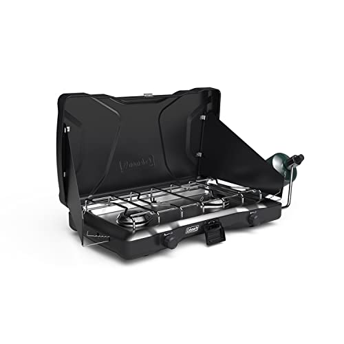 Coleman Triton 2-Burner Propane Stove, Portable Camping Cooktop with 2 Adjustable Burners & Wind Guards, 22,000 BTUs of Po...