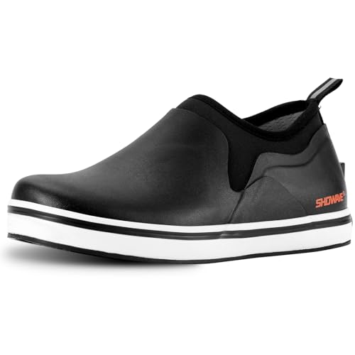 Showave Deck Shoes for Women Waterproof Garden Shoes Slip-on Rain Shoes Breathable Ruber Mud Shoes for Outdoor Fishing Wal...