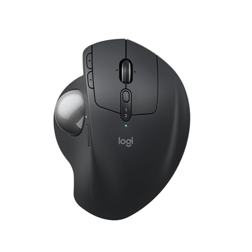 Logitech MX Ergo S Advanced Wireless Trackball Mouse, USB-C Rechargeable Wireless Ergonomic Mouse with Bluetooth and Encry...