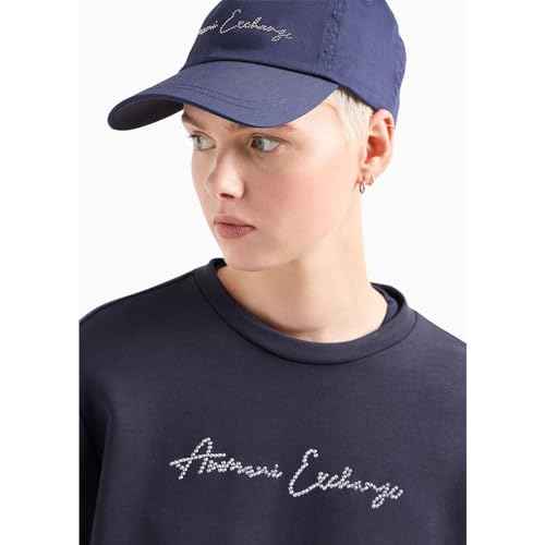 Armani Exchange womens Rhinestone Script Logo Crewneck Pullover Sweatshirt