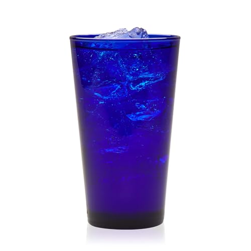 Libbey Cobalt Flare Drinking Glasses Set of 8, Classic Design Glass Cups for Soda, Water, Iced Tea and More, Dishwasher Sa...
