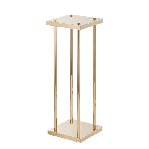 VEVOR 4PCS Gold Metal Column Wedding Flower Stand, 23.6inch /60cm High with Metal Laminate, Vase Geometric Centerpiece Sta...