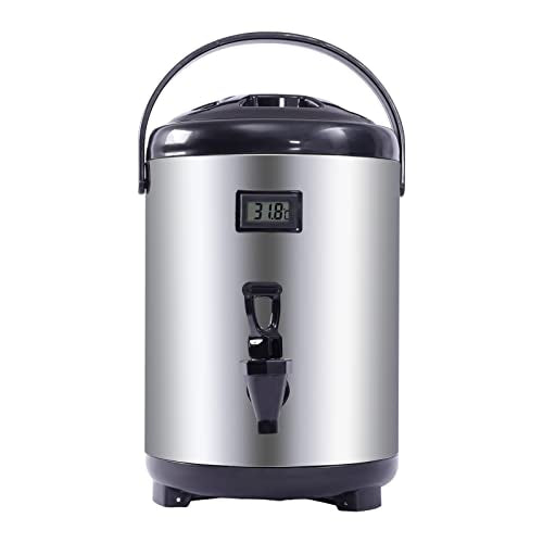 Stainless Steel Insulated Beverage Dispenser, 1.7Gal Thermal Carafe with Spigot for Hot Coffee & Cold Juice, 12-Hour Heat ...