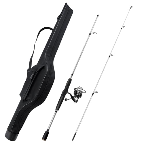 RHINR 2-Piece Fishing Rod and Spinning Reel Combos with Lures Set Fishing Bag Portable Fishing Rod Kit for Saltwater Fresh...