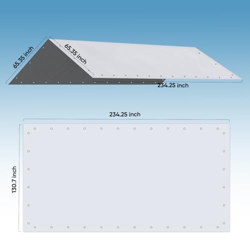 Quictent Carport Replacement Tarp Canopy Top Cover with Bungees Balls, for 10x20 ft Garage Party Tent Shelter - Gray, One ...