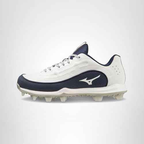 Mizuno Women's Finch Elite 6 Low TPU Softball Cleat, White/Navy, 9