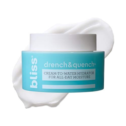 Bliss Drench & Quench Hyaluronic Acid Cream to Water Moisturizer | Lightweight Face Cream with 4 Types of Hyaluronic Acid ...