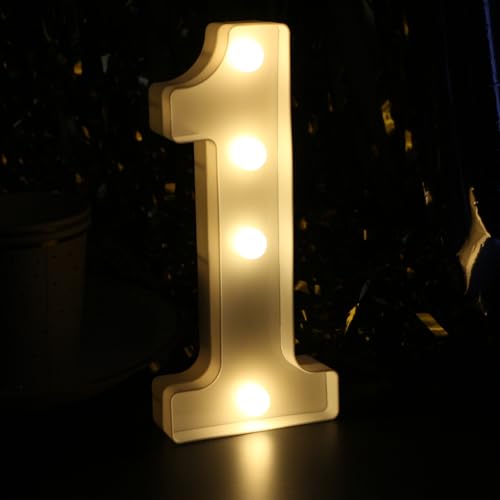 H: 8.26 Inches Light Up Numbers 1 Centerpieces Table Sign, Happy 1st Birthday Decorations for Girl, 1 Year Old Anniversary...