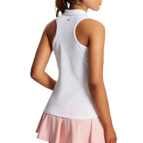 baleaf Womens Golf Shirt Sleeveless Tennis Tank Tops V-Neck Racerback Polo Collar UPF