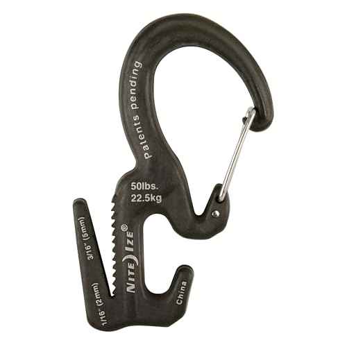 Nite Ize Figure 9 Carabiner Rope Tightener - Heavy-Duty Carabiner Clip - Cord & Rope Tightener with Wire Gate - Carabiner Camping Accessories & Tent Essentials - Small, Black (4 Pack)