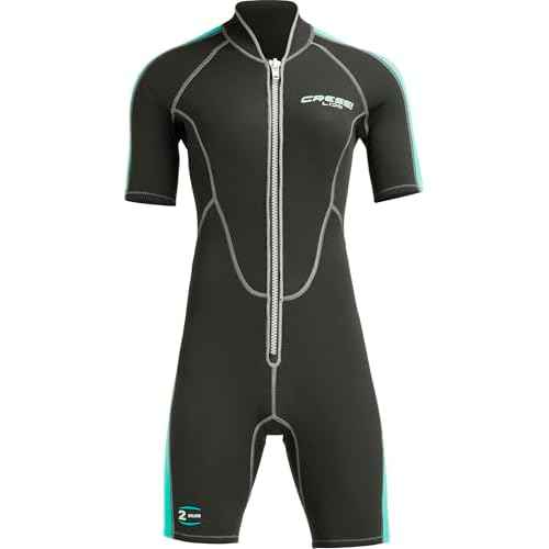 Cressi Lido 2 mm Lady Short Sleeves Short Wetsuits, Black/Aquamarine, 2 mm, L