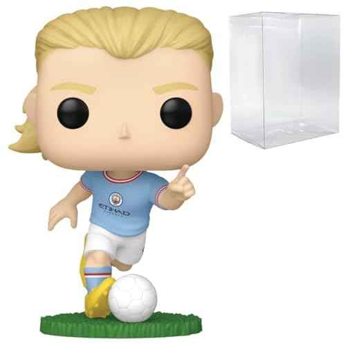 POP Football: Manchester City - Erling Haaland Funko Vinyl Figure (Bundled with Compatible Box Protector Case), Multicolor, 3.75 inches