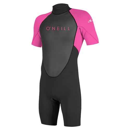 O'NEILL Unisex Child Youth Reactor-2 2mm Back Zip S/S Spring Wetsuits, Black/Berry, 8 US