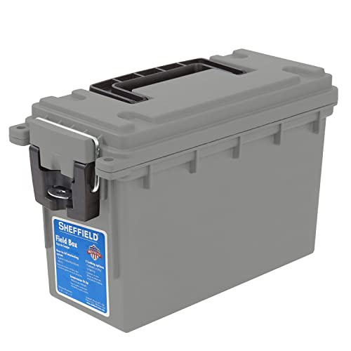 Sheffield 12628 Ammo Storage Box, Stackable .30 Cal Field Boxes, Water and Dust Resistant, Lockable Storage Box with Handl...