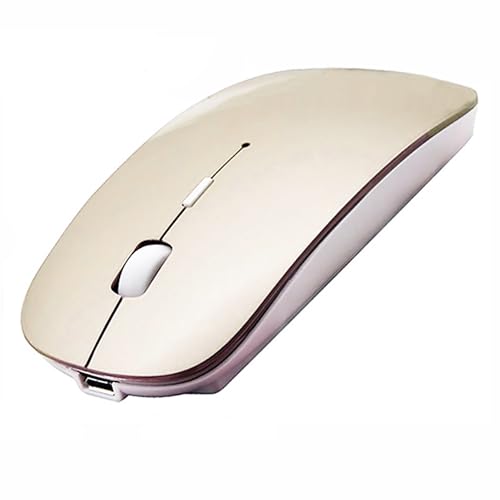 PeiBO Bluetooth 5.2 Wireless Mouse, Gold, Rechargeable, Ergonomic Design, Compatible with Laptops and Tablets