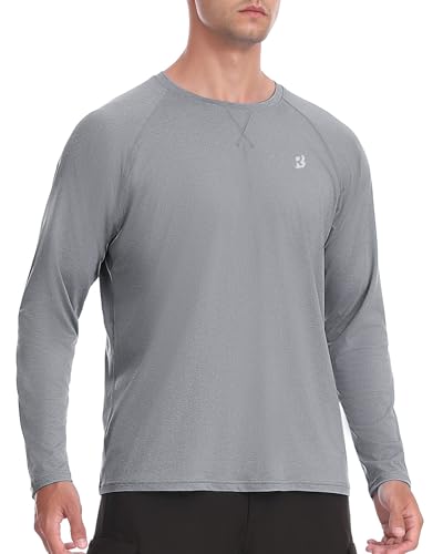 EoBeKee Men's UPF 50+ Rash Guard Long Sleeve, Lightweight UV Sun Protection SPF Water Shirts for Swim Fishing Hiking Beach