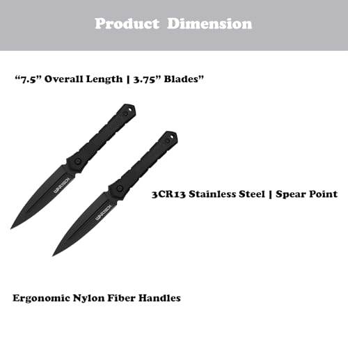 LALAPORT 7.5” Dual Arm Tactical Fixed Blade Knife Set | Spear Point Knives with Forearm Sheath | Survival EDC (BLACK)