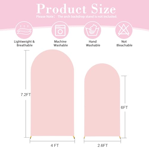 Pink Arch Cover 2 Set - 7.2 and 6ft Pink Arch Backdrop Cover Spandex Wedding Arch Stand Covers for Birthday Party Baby Sho...