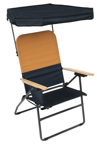 Camp & GO MaxShade Outdoor Oversized Heavy Duty Comfort Folding Camping Chair, Orange and Navy