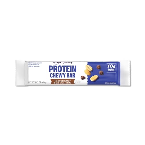 Amazon Grocery, Protein Chewy Bars, Peanut Butter Dark Chocolate Flavor, 7.1 Oz, 5 Ct (Previously Happy Belly, Packaging M...