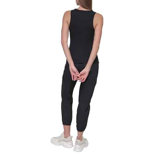 DKNY womens Twill Drawcord Rib Waistband Cargo Jogger