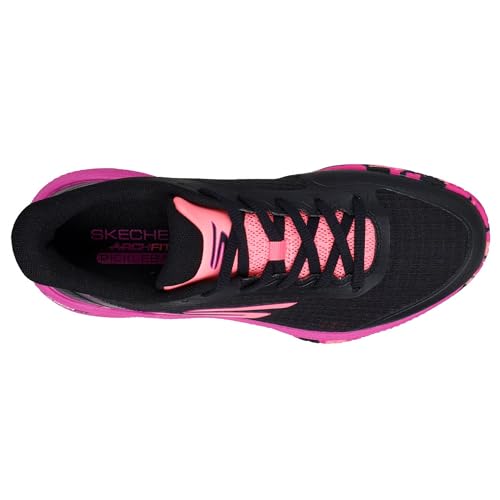 Skechers Women's Go Train Arch Fit Viper Court Pro-Pickleball Sneaker, Black/Hot Pink, 9.5