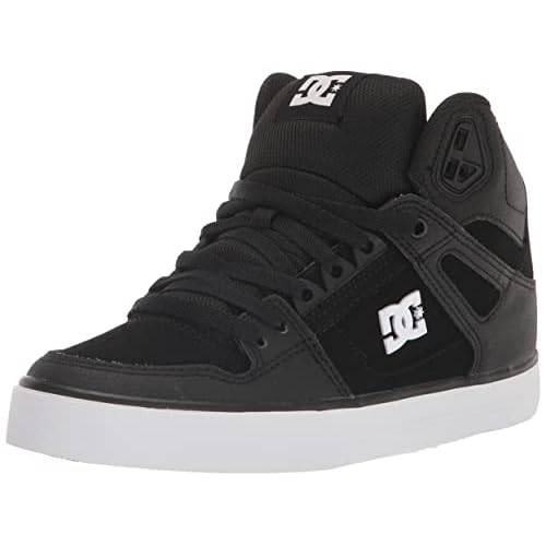 DC Men's Pure High Top WC Skate Shoes Black/Black/White 10.5