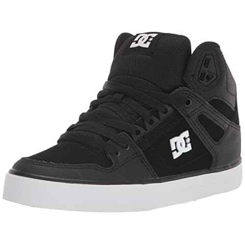 DC Men's Pure High Top Wc Skate Shoes Casual Sneakers, Black/Black/White, 8