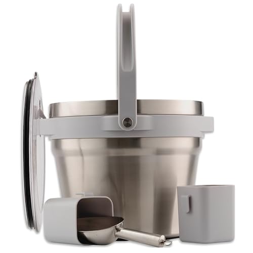 Large Insulated Ice Bucket with Lid – Stainless Steel Ice Bucket and Scoop – Ice Buckets for Parties, Bars – Ice Bucket wi...